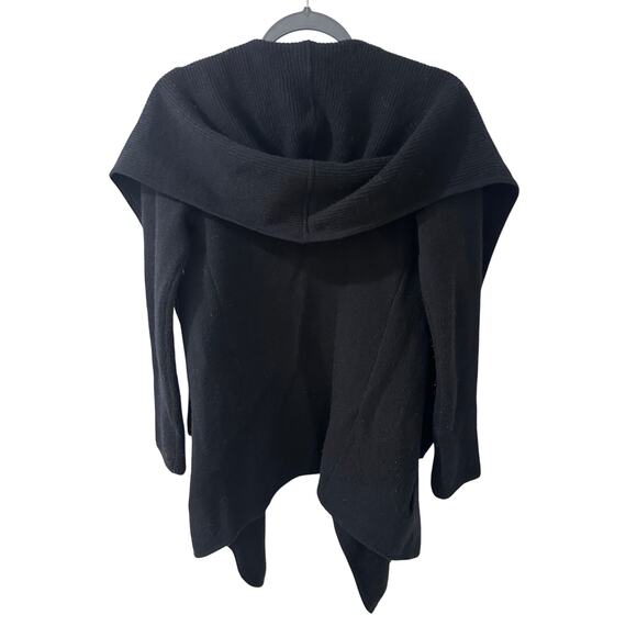 Margaret O'Leary 100% Cashmere Open Front Women's Cardigan Hoodie Black, size S - Picture 6 of 6